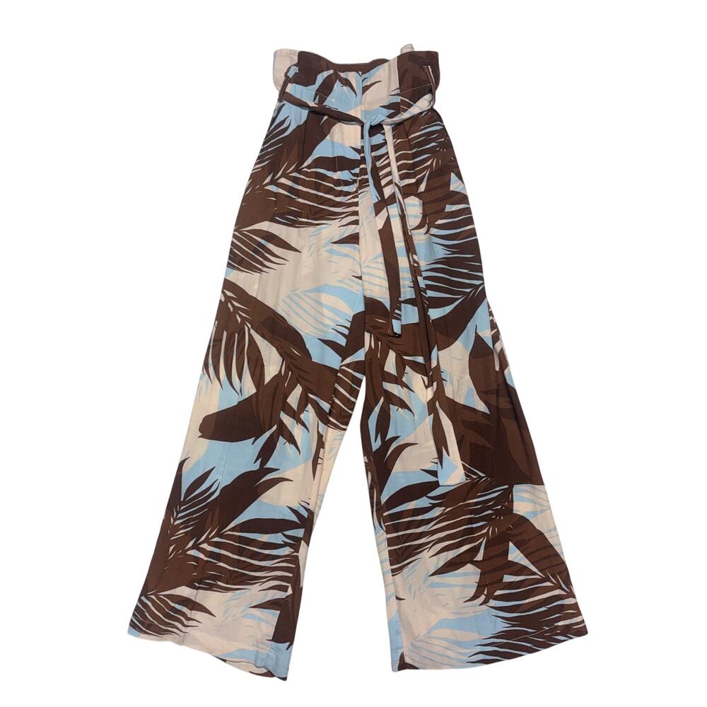 dRA Wide-Leg Anthropologie Pants Womens Small 100% Rayon Paradisas Palm Print